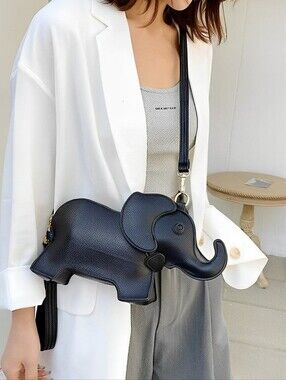 Elegant Black Elephant Crossbody Bag for Women